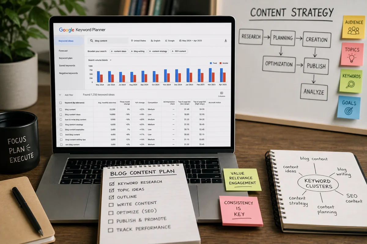 Pesquisa de palavras-chave para SEO em ferramenta no computador